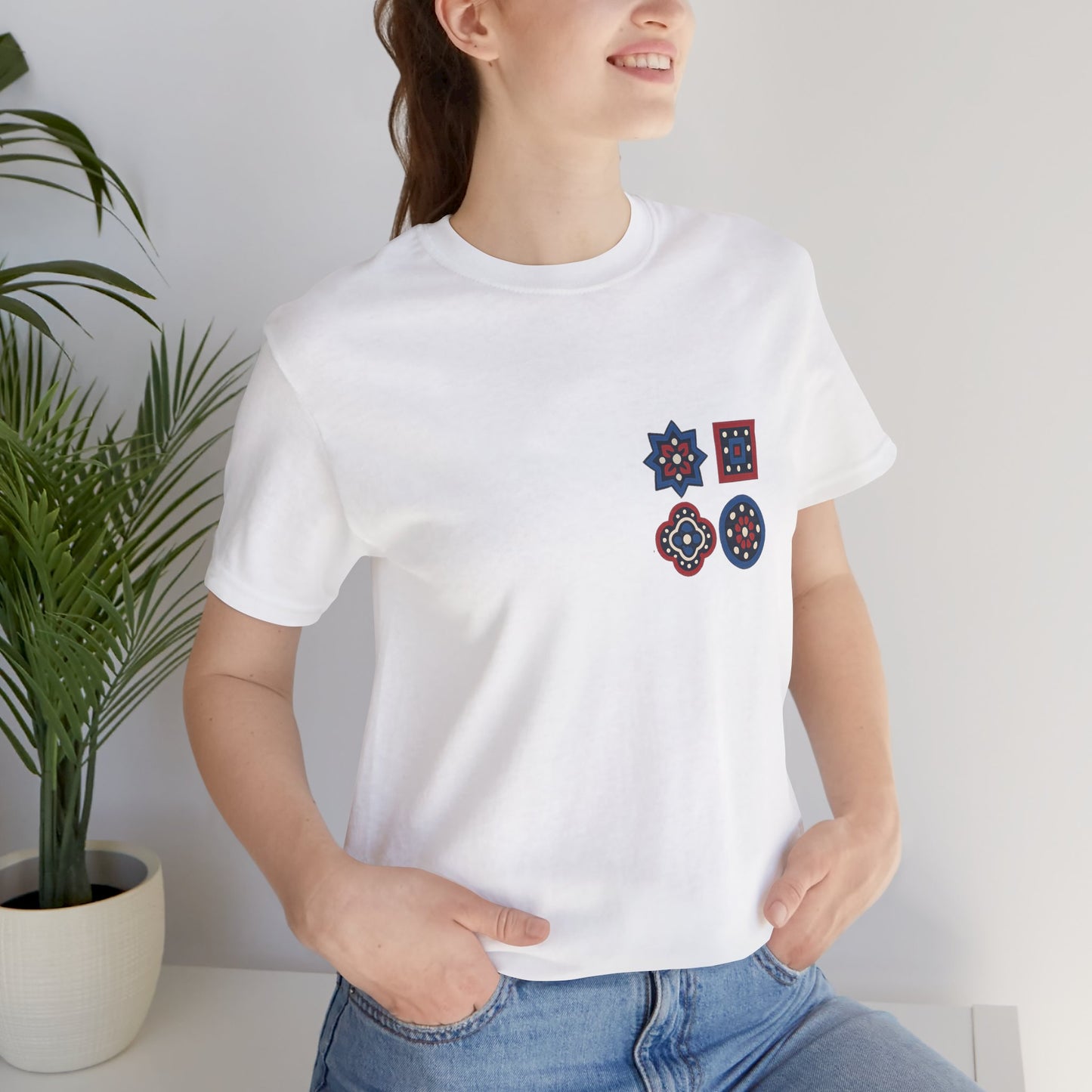 SĀNTI Ajrakh Tee – Minimal Front, Statement Back | Premium Unisex T-Shirt