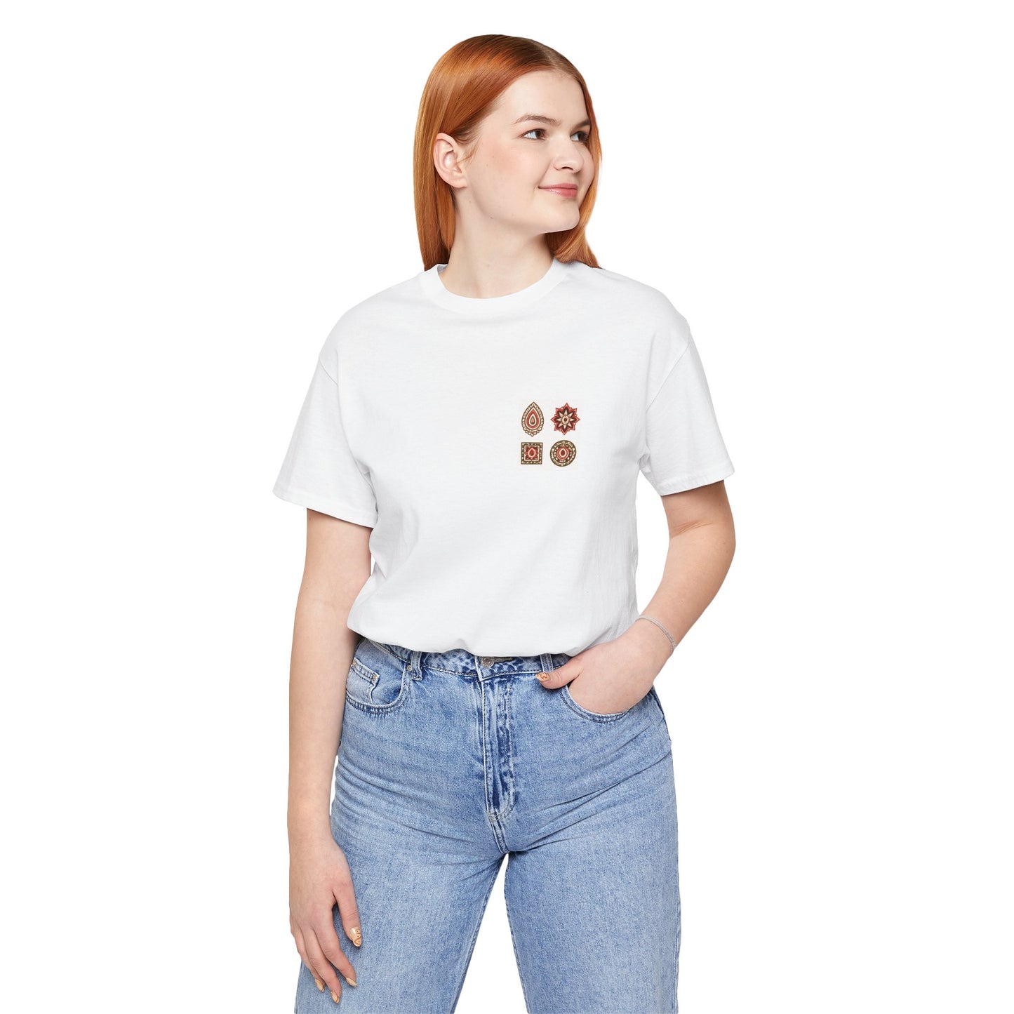 SANTI Bagh Print T-Shirt – Minimal Indian Block Print Back Design, Artistic Heritage Tee, Unisex Streetwear