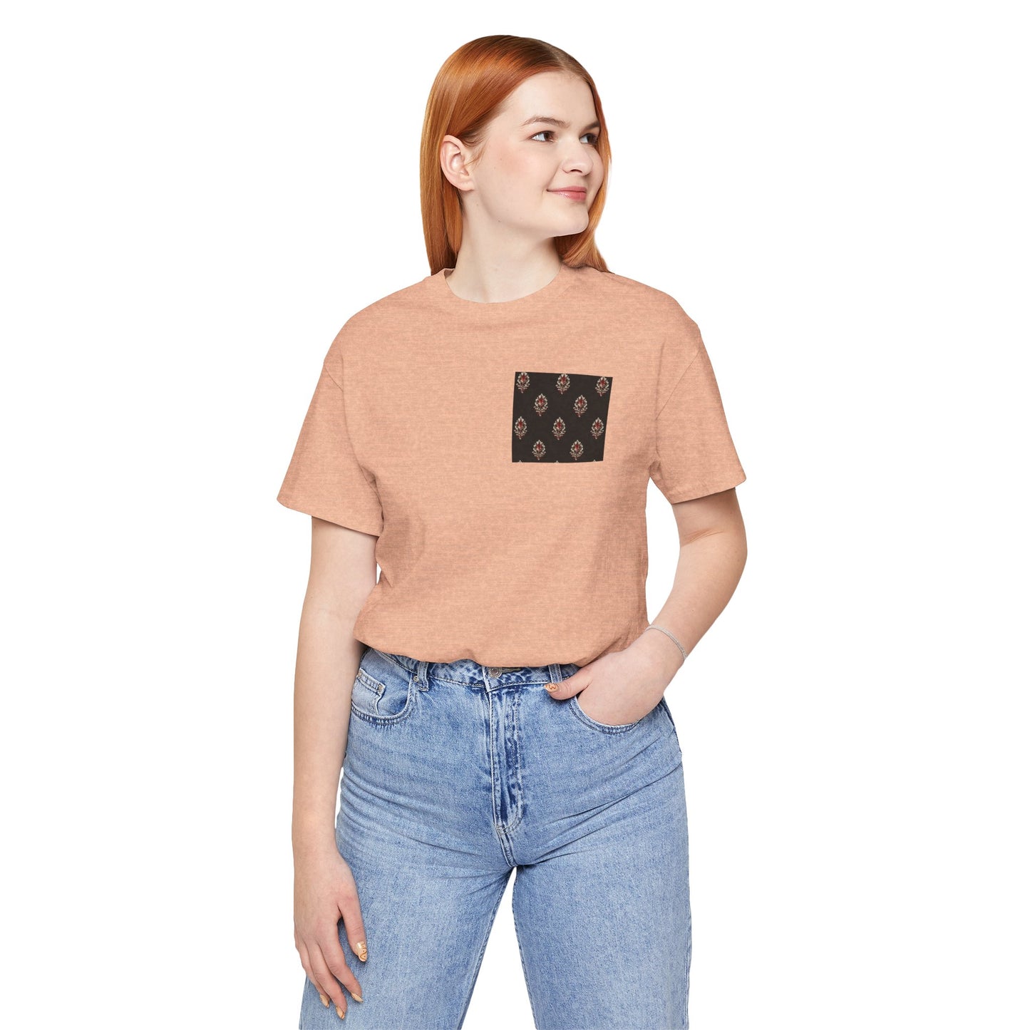 SANTI Heritage Bagh Buta Pocket Tee – Minimal Indian Block Print Streetwear T-Shirt