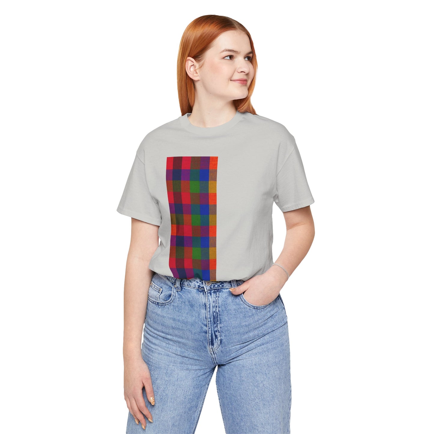 SĀNTI Madras Mosaic Tee — Heritage Check Inspired Graphic