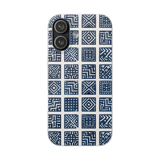 SĀNTI Dabu Inspired Indigo Grid Phone Case