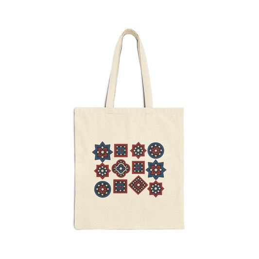 SĀNTI Ajrak Mosaic Heritage Tote Bag