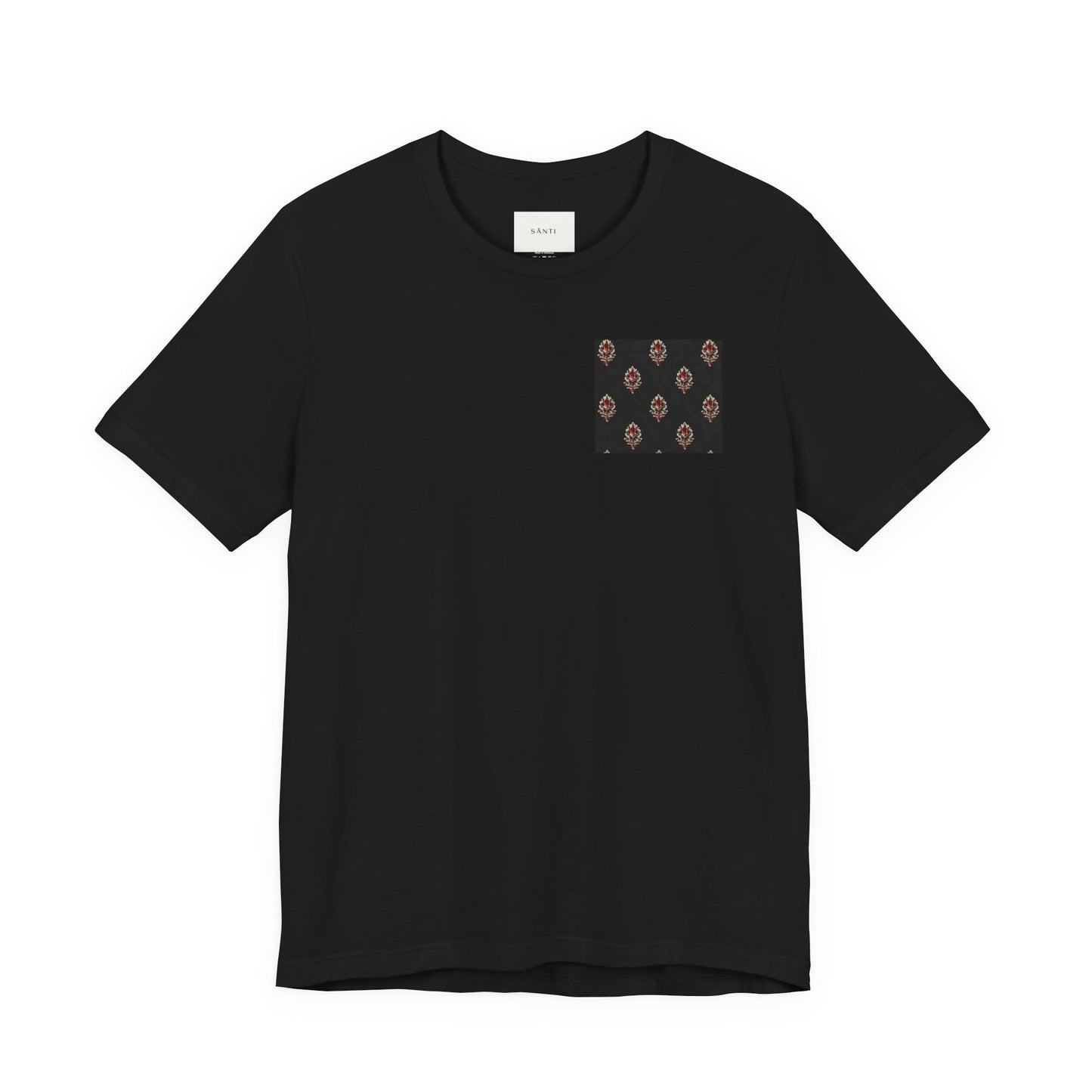 SANTI Heritage Bagh Buta Pocket Tee – Minimal Indian Block Print Streetwear T-Shirt