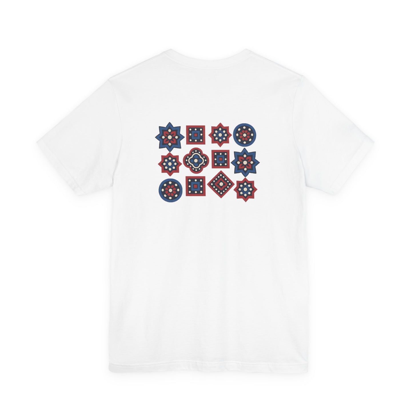 SĀNTI Ajrakh Tee – Minimal Front, Statement Back | Premium Unisex T-Shirt