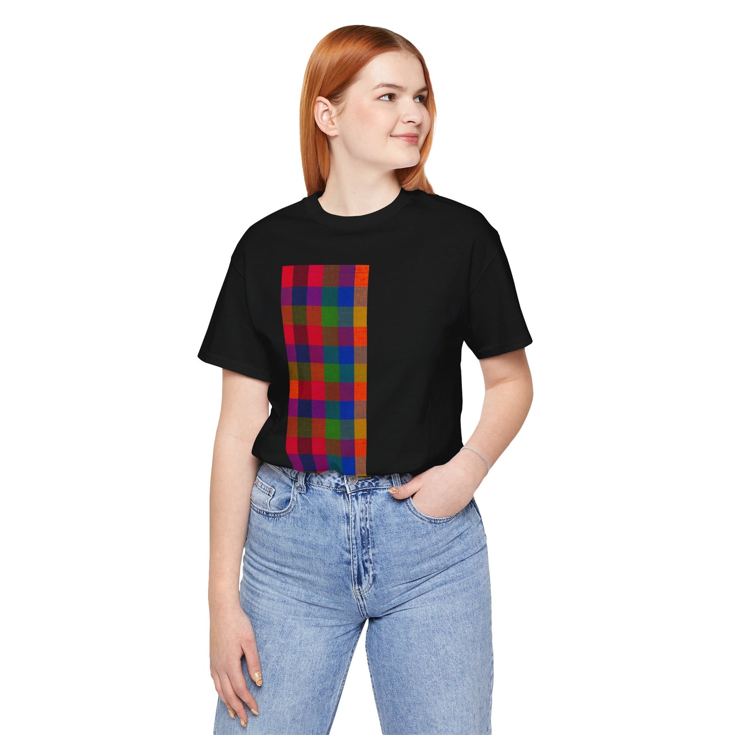 SĀNTI Madras Mosaic Tee — Heritage Check Inspired Graphic