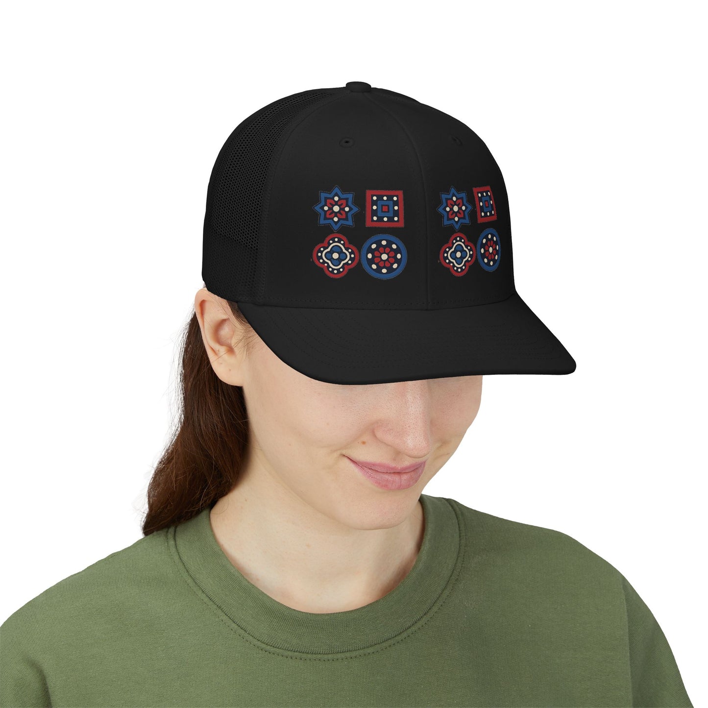 Santi Heritage Geometric Snapback Trucker Cap | Premium Ethnic Streetwear Hat