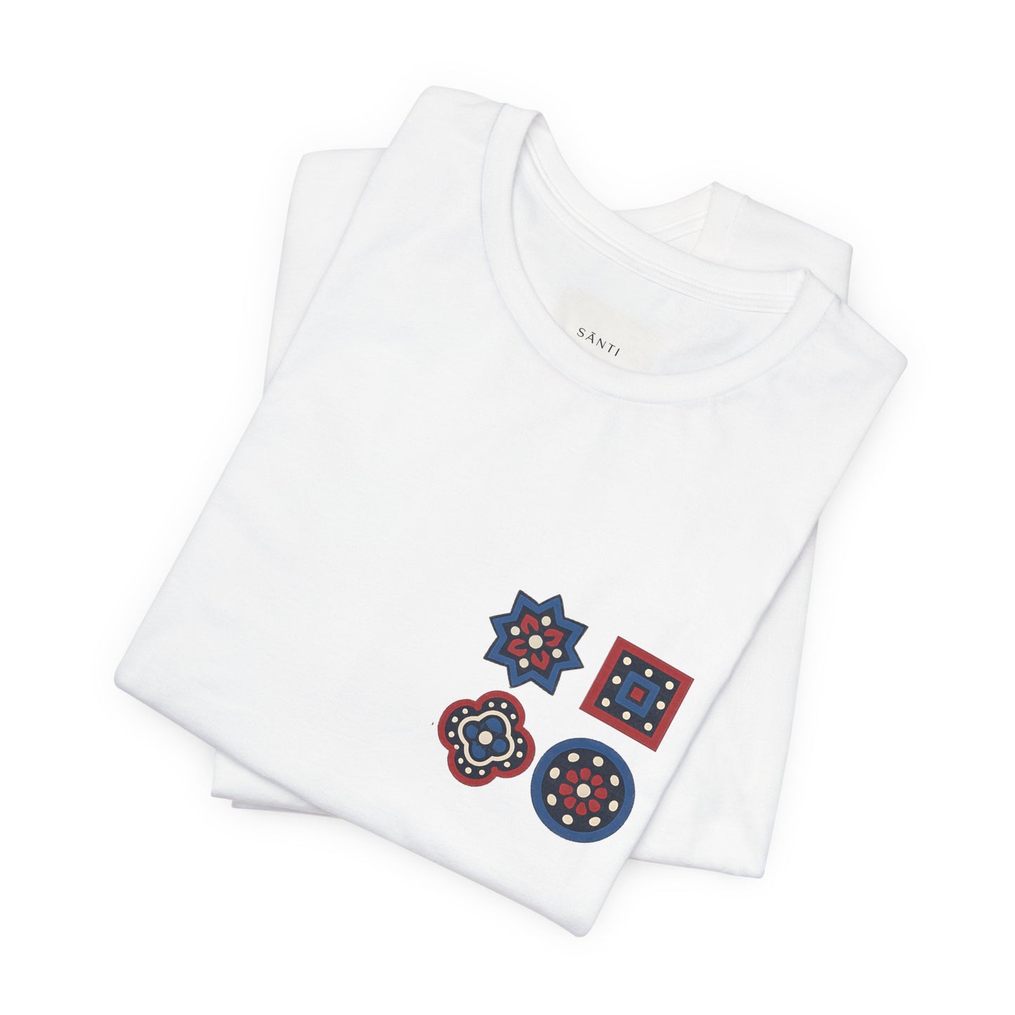 SĀNTI Ajrakh Tee – Minimal Front, Statement Back | Premium Unisex T-Shirt