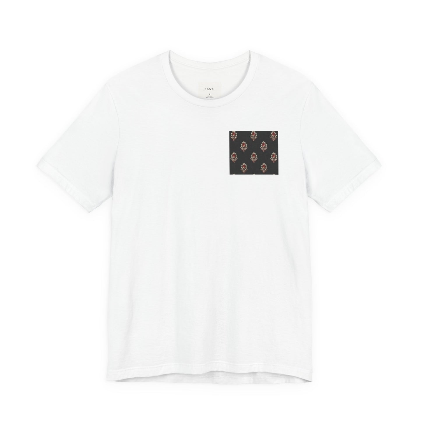 SANTI Heritage Bagh Buta Pocket Tee – Minimal Indian Block Print Streetwear T-Shirt