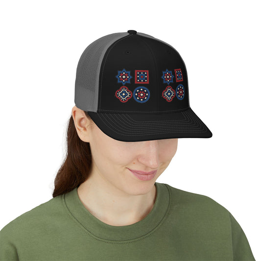 Santi Heritage Geometric Snapback Trucker Cap | Premium Ethnic Streetwear Hat