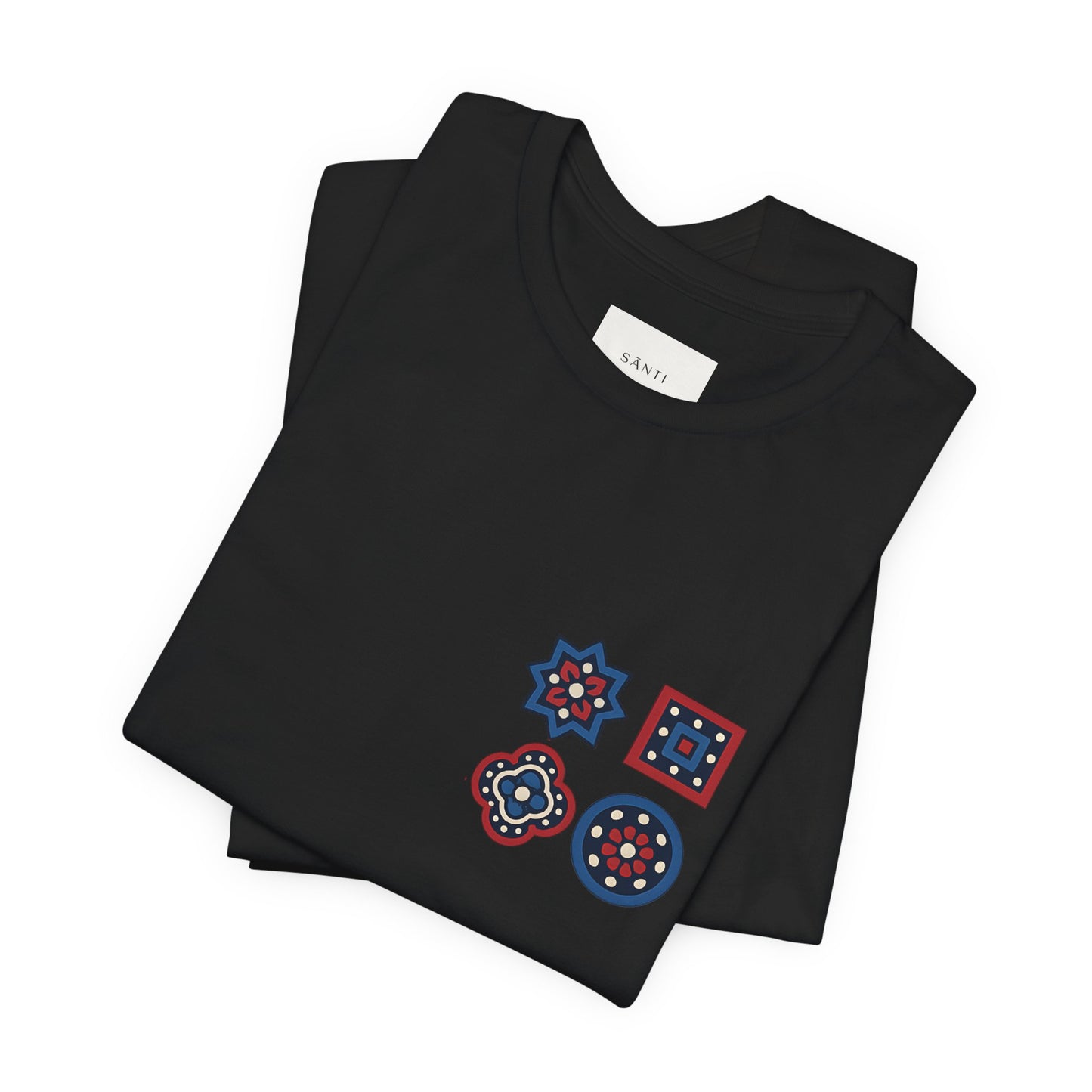 SĀNTI Ajrakh Tee – Minimal Front, Statement Back | Premium Unisex T-Shirt