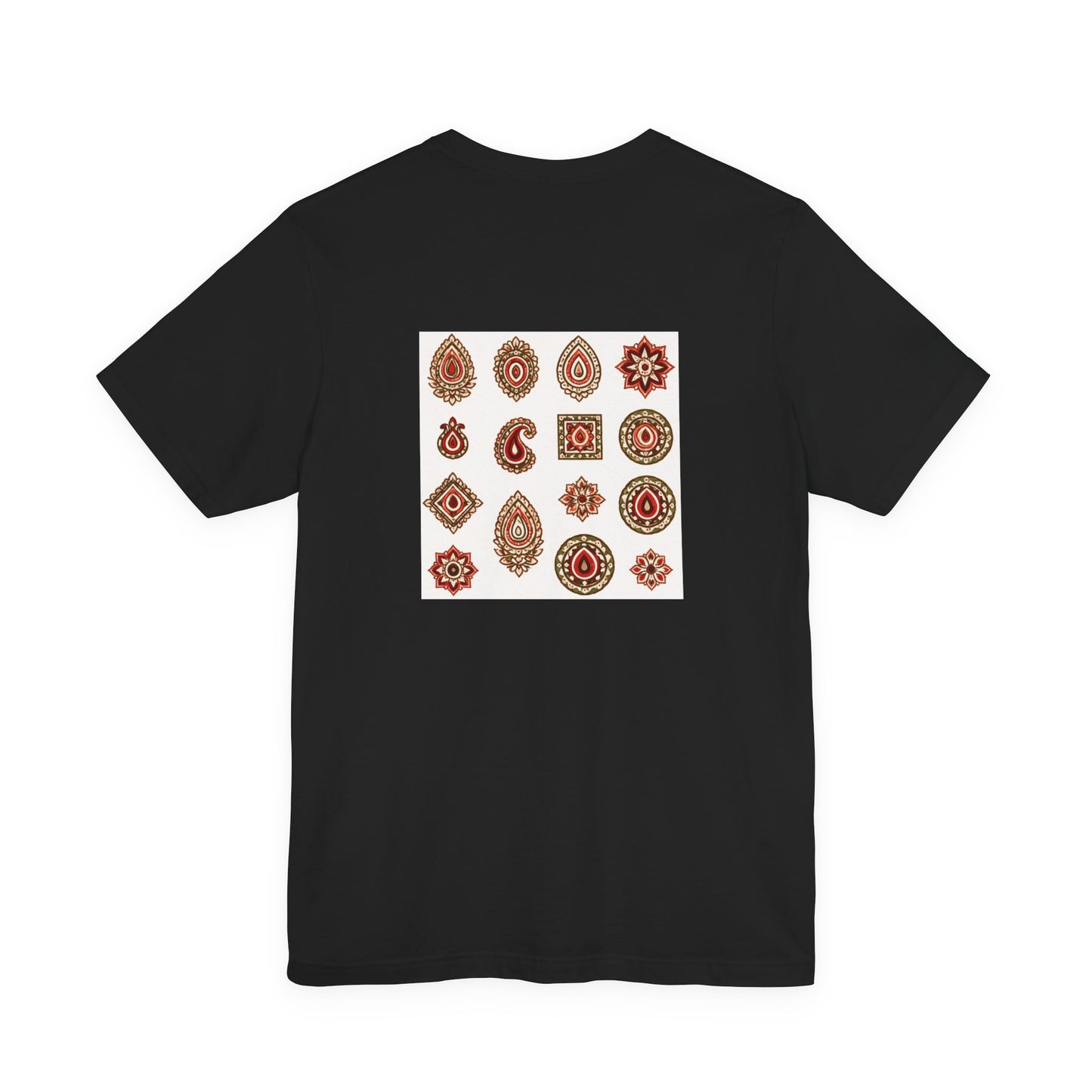SANTI Bagh Print T-Shirt – Minimal Indian Block Print Back Design, Artistic Heritage Tee, Unisex Streetwear