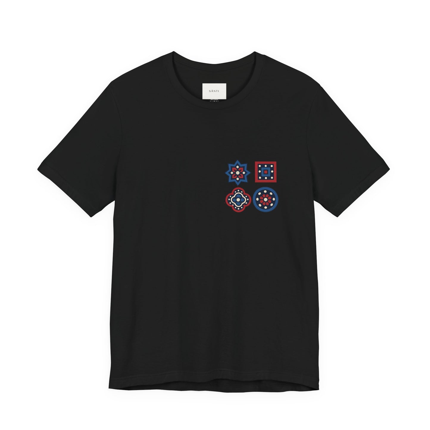 SĀNTI Ajrakh Tee – Minimal Front, Statement Back | Premium Unisex T-Shirt
