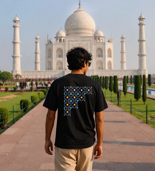 SĀNTI Mughal Mosaic Tee – Minimal Front, Statement Back | Premium Unisex T-Shirt