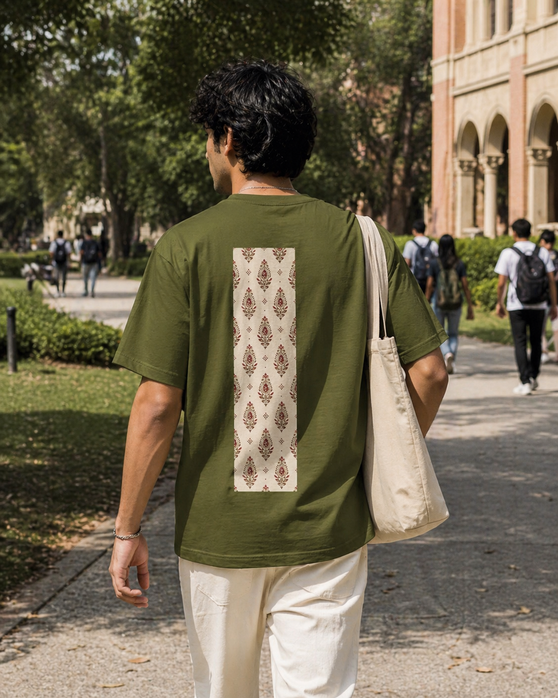 SĀNTI Heritage Buta Pocket Tee | Indian Handblock Inspired Minimalist T-Shirt