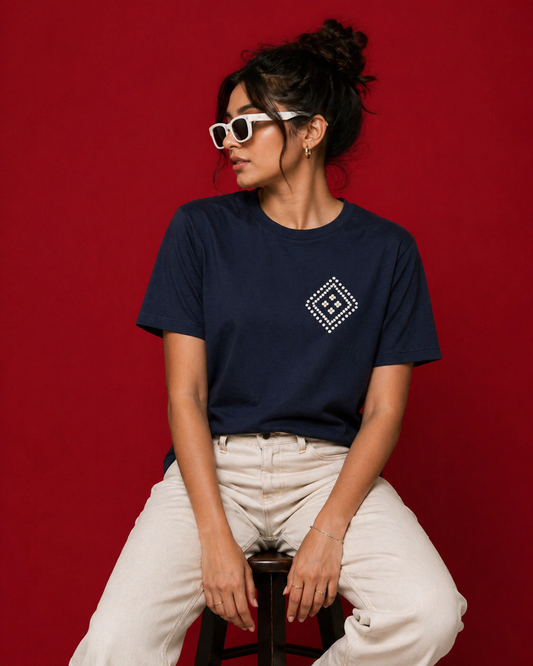 SĀNTI  Diamond Bandhani Heritage Tee | Artisan Streetwear