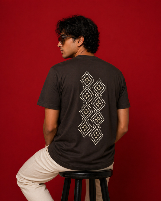 SĀNTI  Diamond Bandhani Heritage Tee | Artisan Streetwear