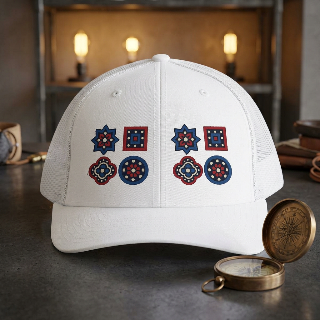 Santi Heritage Geometric Snapback Trucker Cap | Premium Ethnic Streetwear Hat