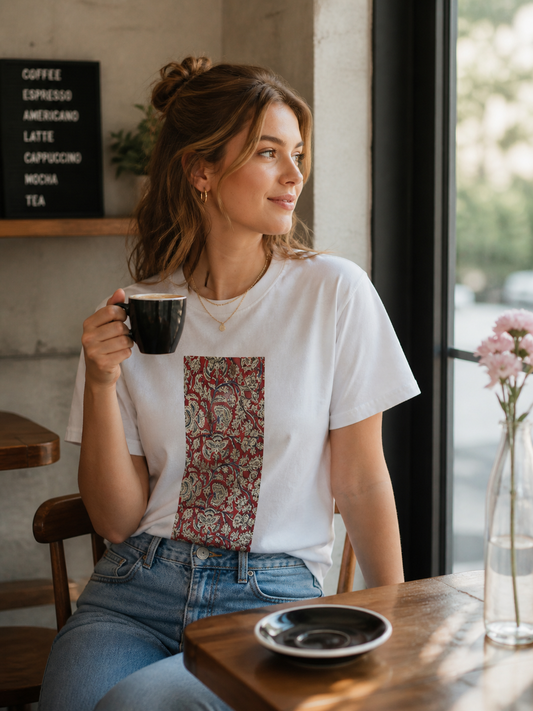 SĀNTI Kalamkari-Inspired Regal Heritage Tee | Indian Artisan Streetwear