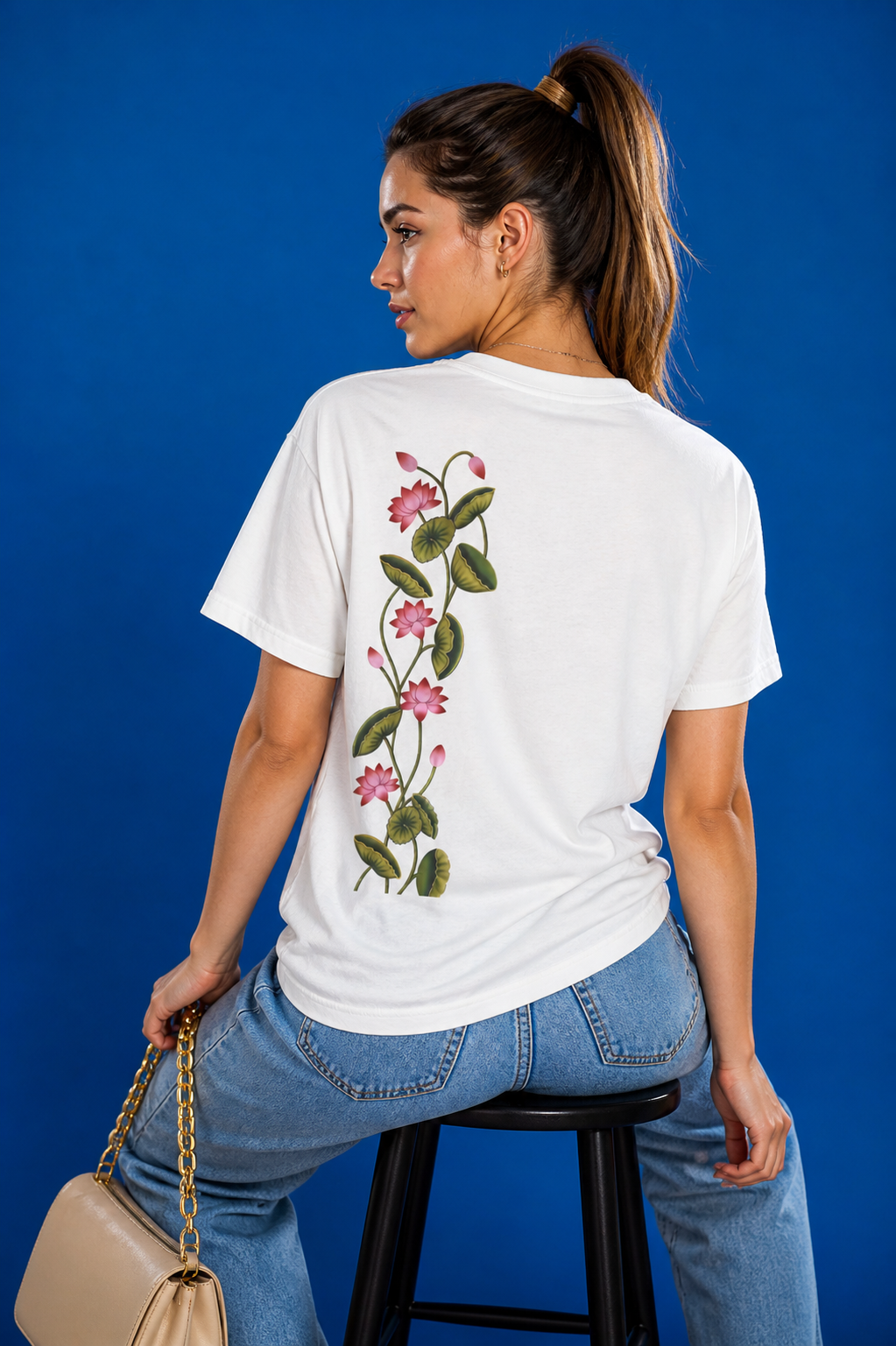 SĀNTI Lotus Pichwai Inspired Heritage Print Tee