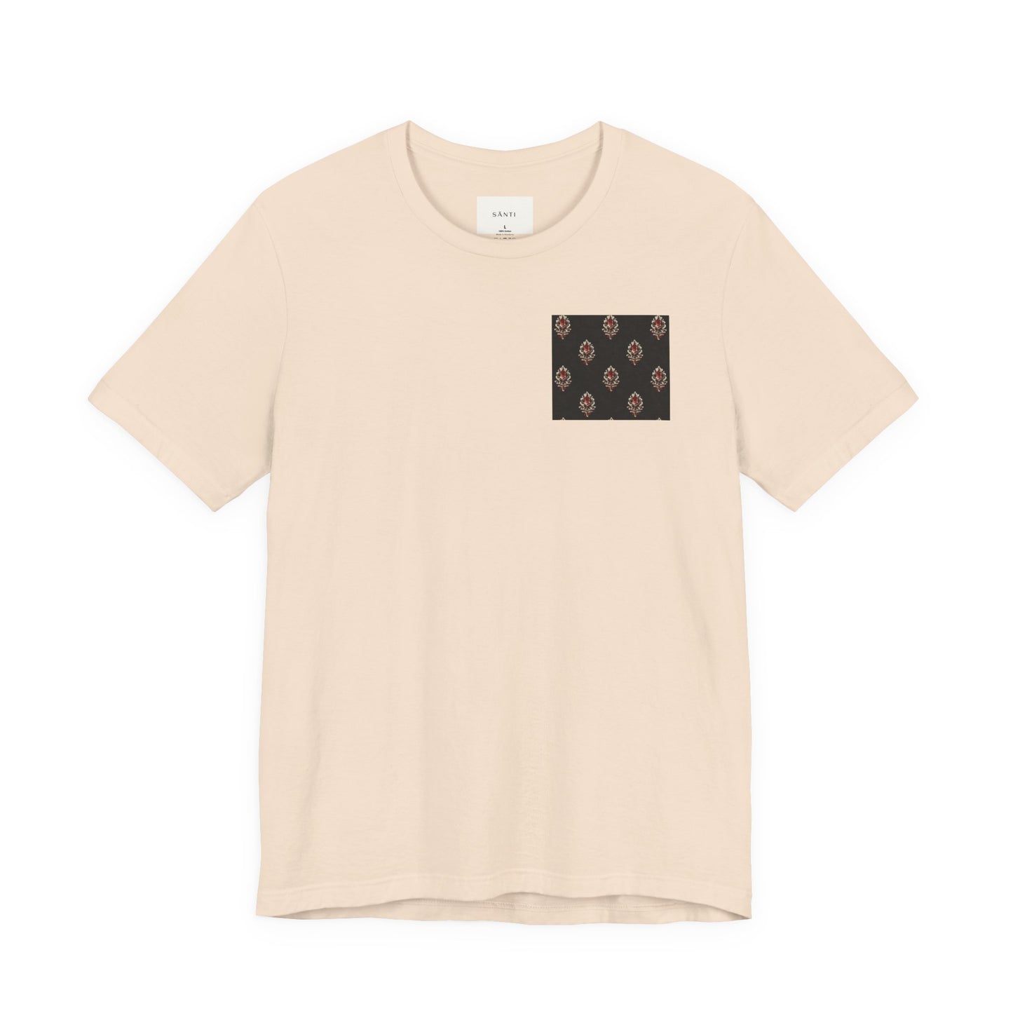SANTI Heritage Bagh Buta Pocket Tee – Minimal Indian Block Print Streetwear T-Shirt
