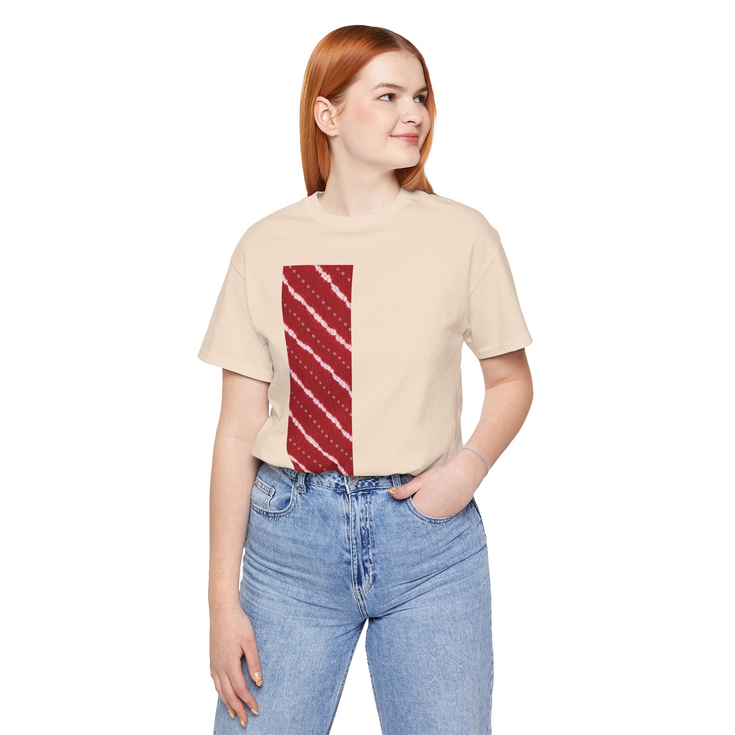SĀNTI Crimson Bandhani Inspired Heritage Tee | Artisan Streetwear