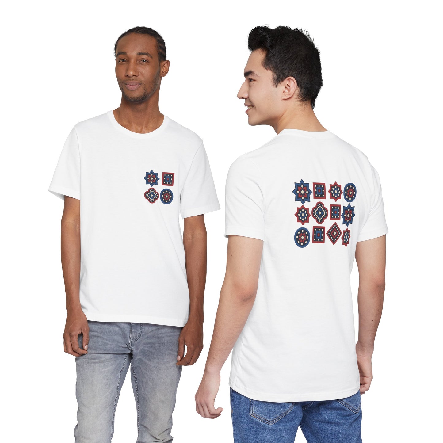 SĀNTI Ajrakh Tee – Minimal Front, Statement Back | Premium Unisex T-Shirt