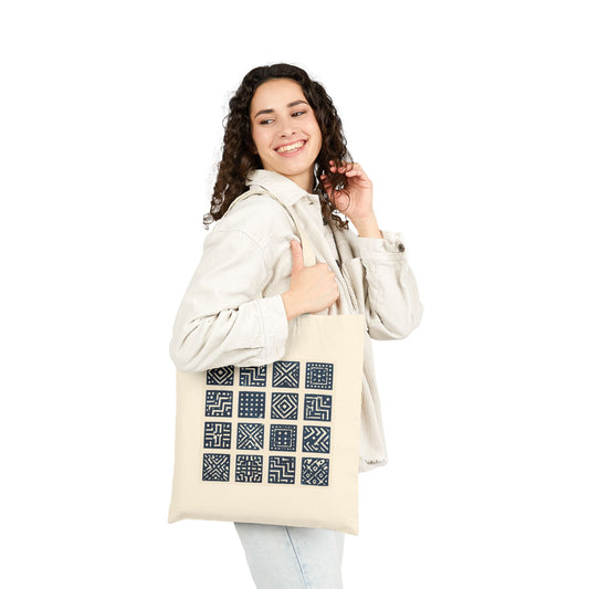 SANTI Indigo Heritage Grid Tote Bag