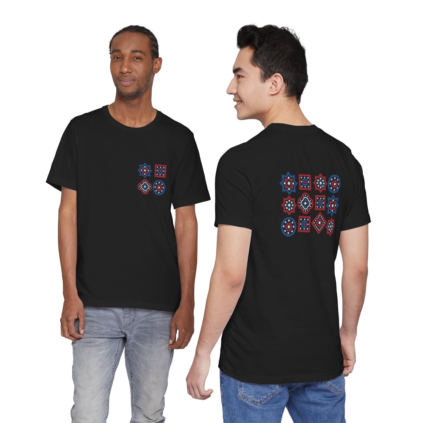 SĀNTI Ajrakh Tee – Minimal Front, Statement Back | Premium Unisex T-Shirt
