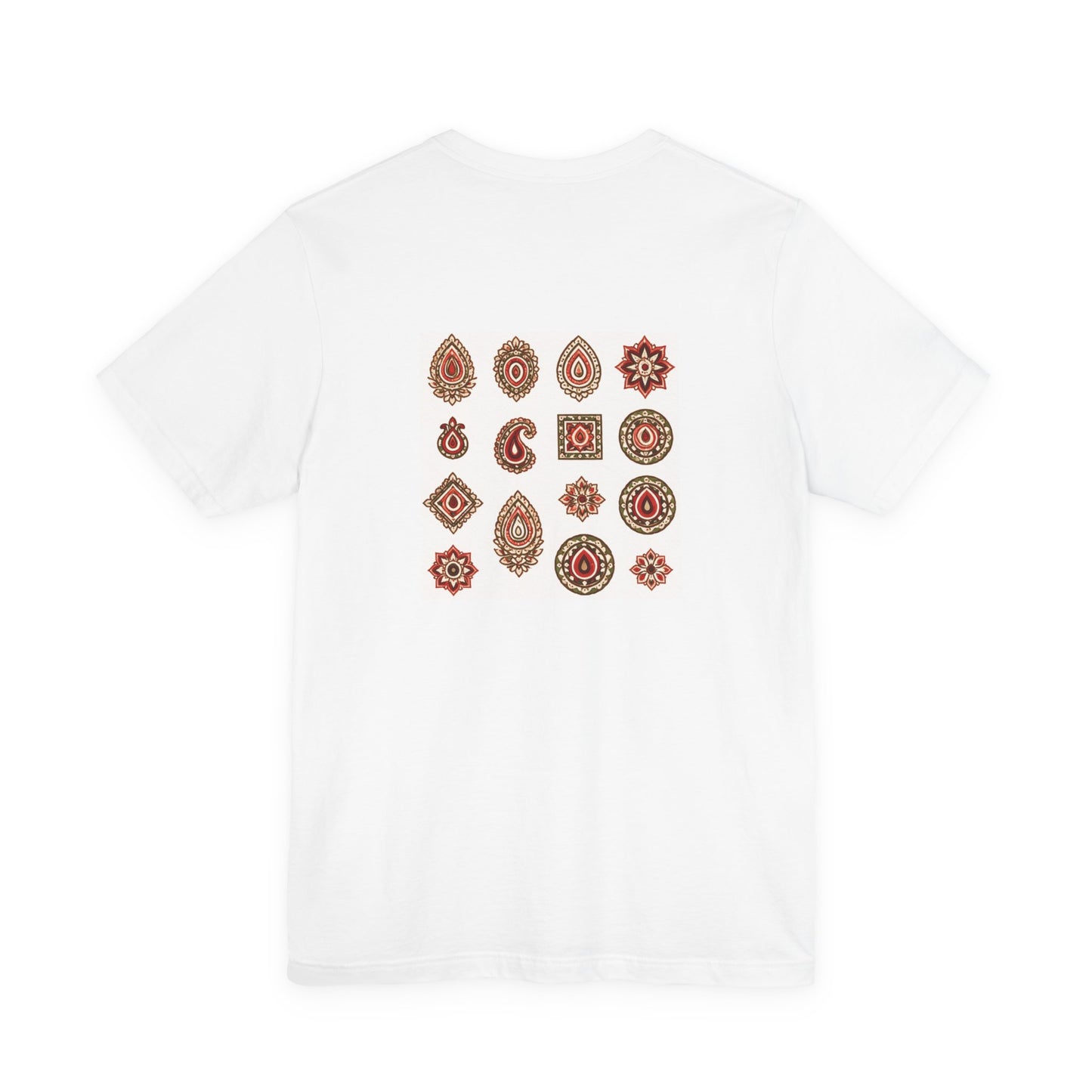 SANTI Bagh Print T-Shirt – Minimal Indian Block Print Back Design, Artistic Heritage Tee, Unisex Streetwear