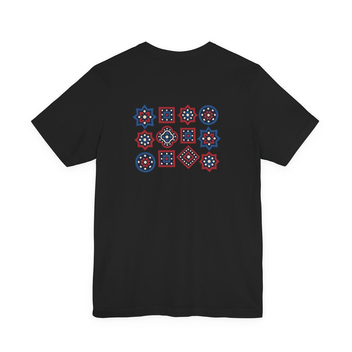 SĀNTI Ajrakh Tee – Minimal Front, Statement Back | Premium Unisex T-Shirt