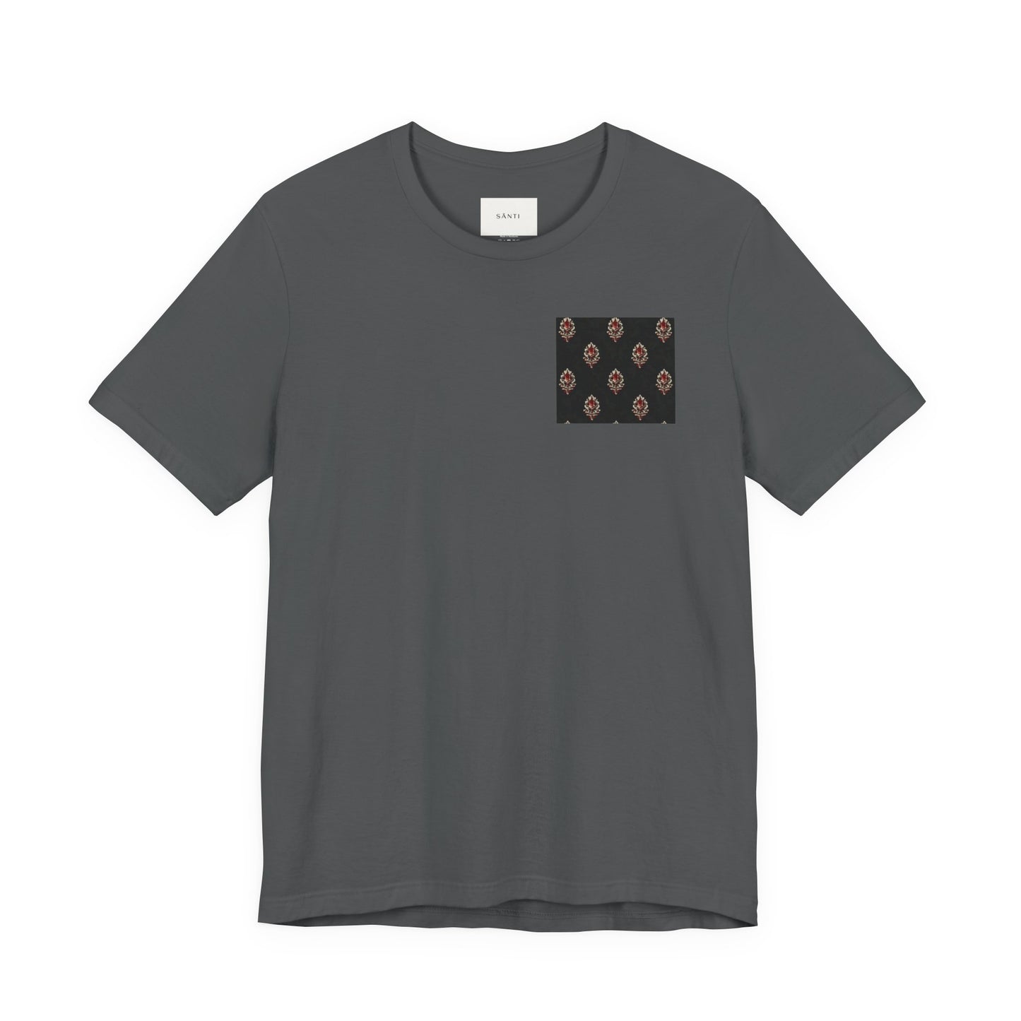 SANTI Heritage Bagh Buta Pocket Tee – Minimal Indian Block Print Streetwear T-Shirt