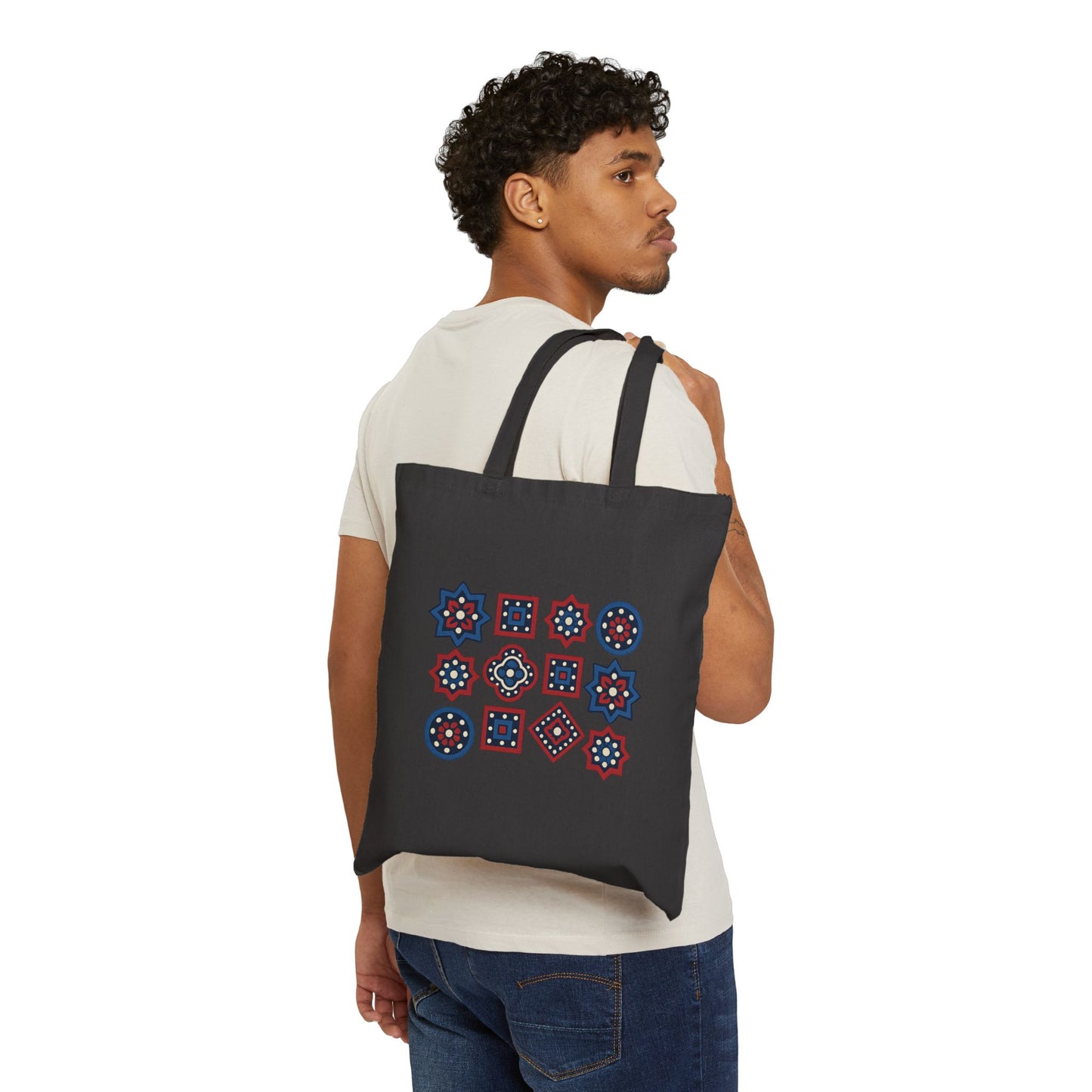 SĀNTI Ajrak Mosaic Heritage Tote Bag