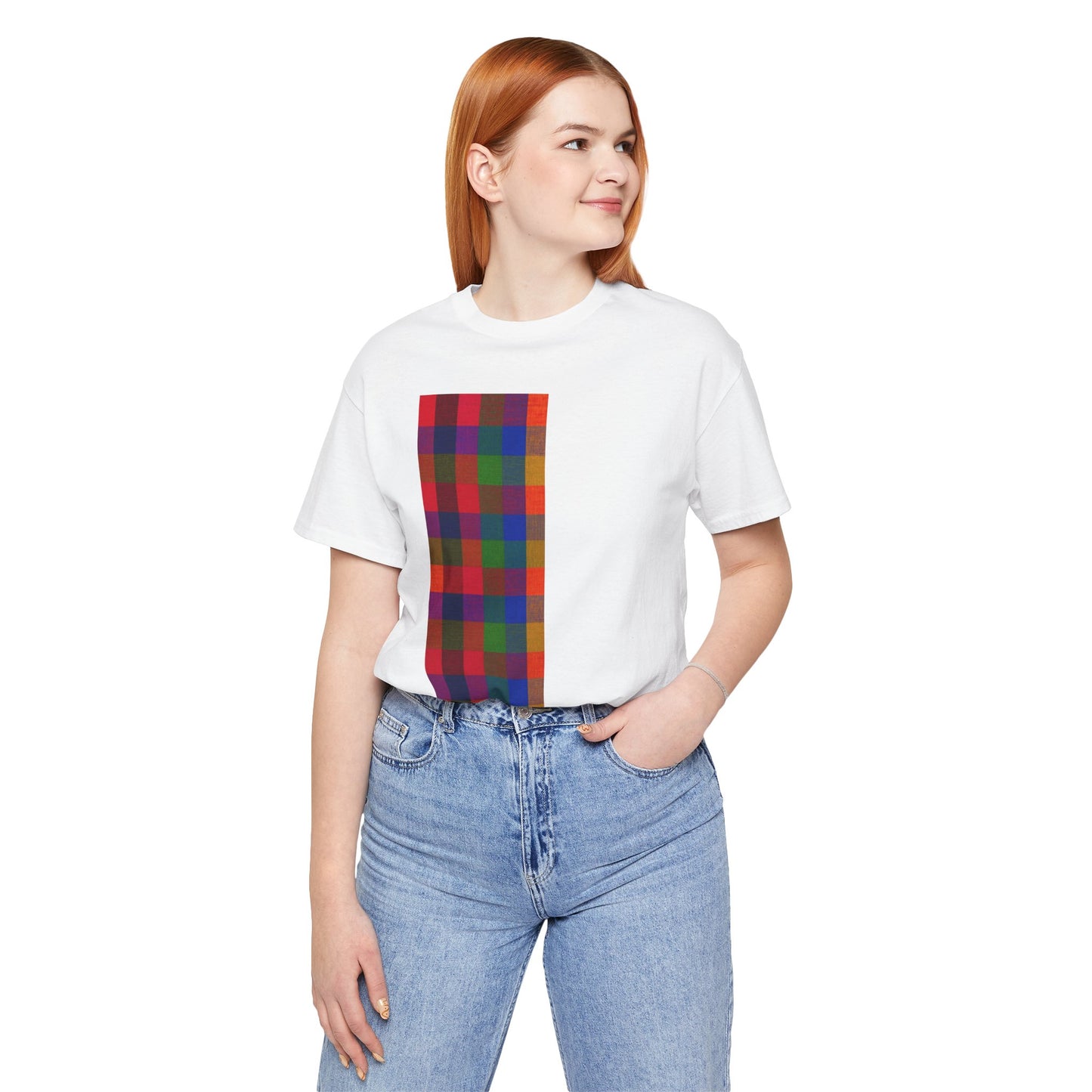 SĀNTI Madras Mosaic Tee — Heritage Check Inspired Graphic