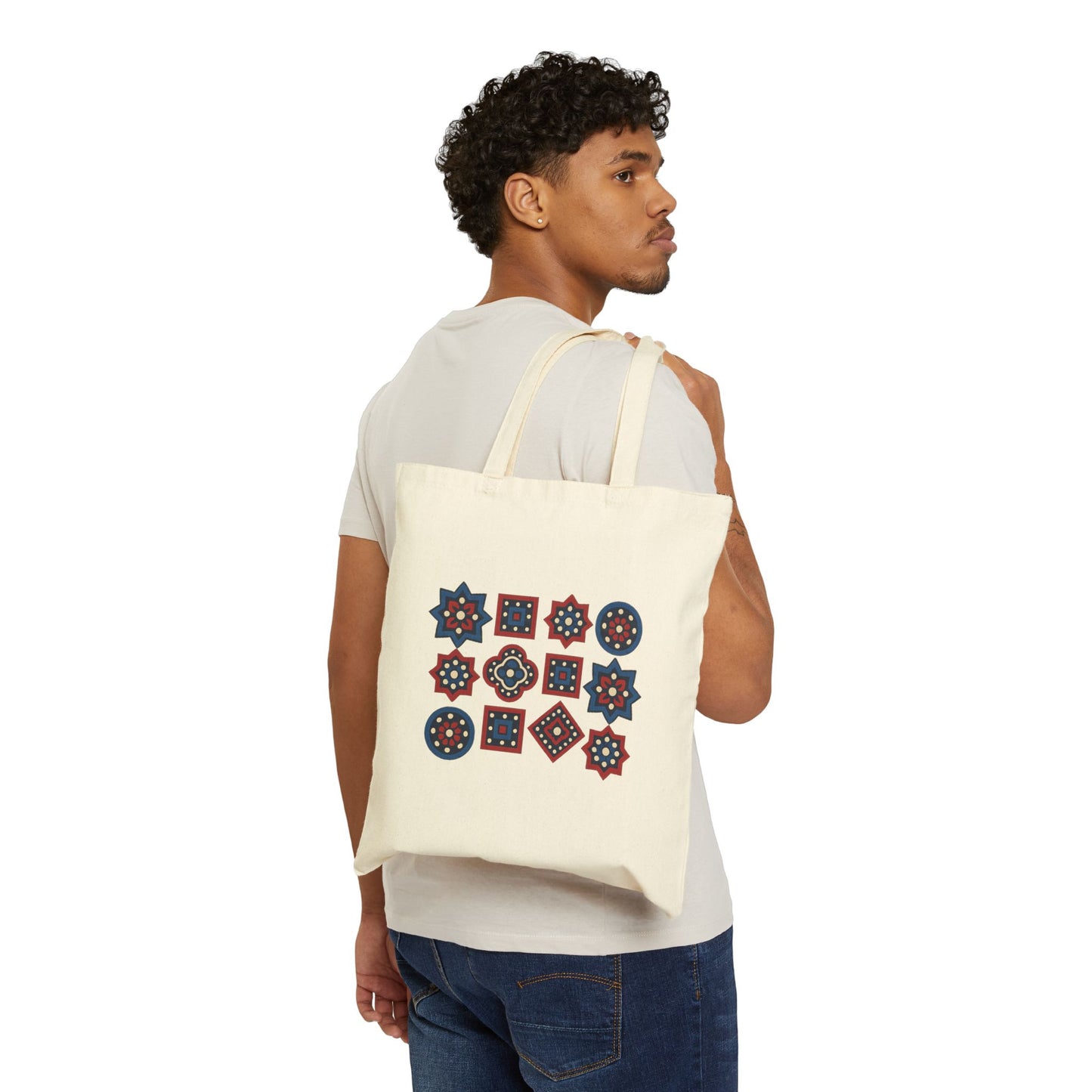 SĀNTI Ajrak Mosaic Heritage Tote Bag