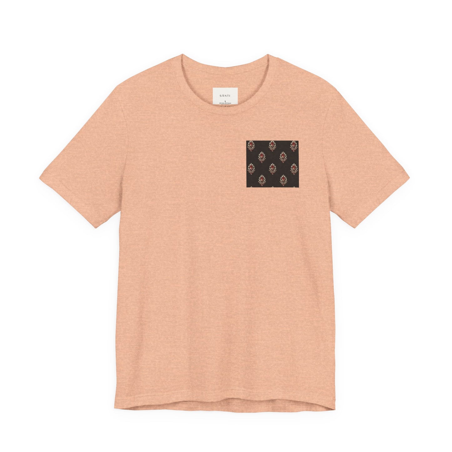 SANTI Heritage Bagh Buta Pocket Tee – Minimal Indian Block Print Streetwear T-Shirt