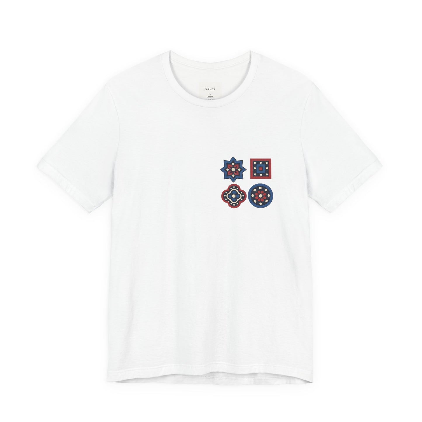 SĀNTI Ajrakh Tee – Minimal Front, Statement Back | Premium Unisex T-Shirt