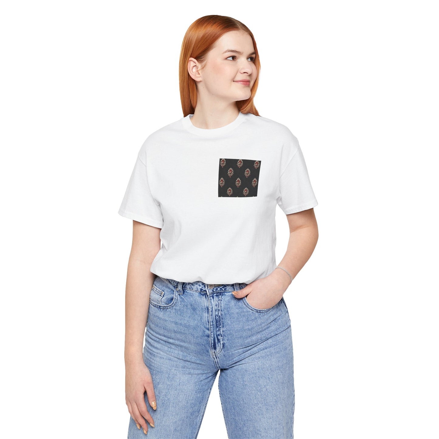 SANTI Heritage Bagh Buta Pocket Tee – Minimal Indian Block Print Streetwear T-Shirt